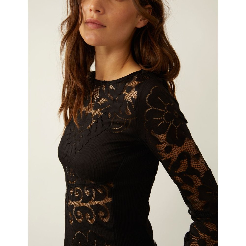 FREE PEOPLE Wild Roses Top / Black - Picture 4 of 6